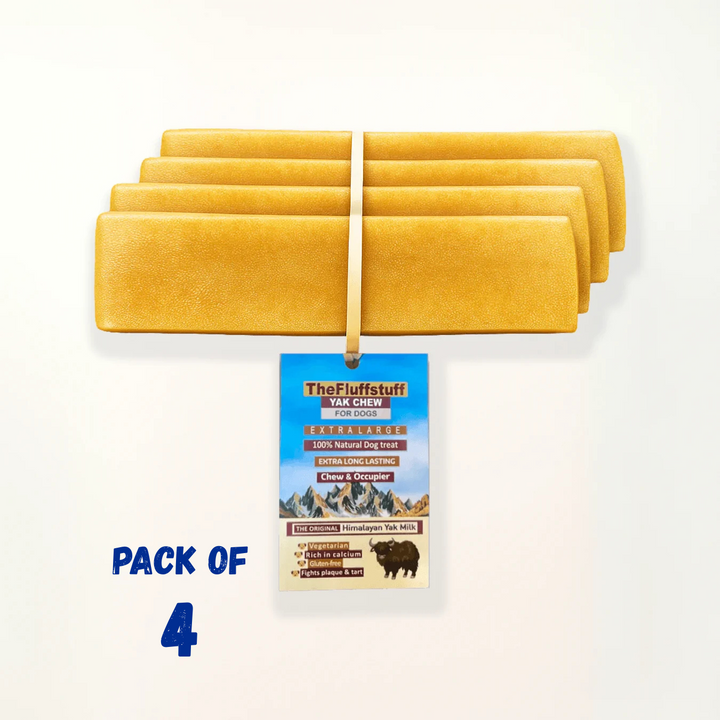 FluffStuff Yak Milk Dog Chews - XL - Pack of 4 - All Natural - Himalayan Yak Milk Made