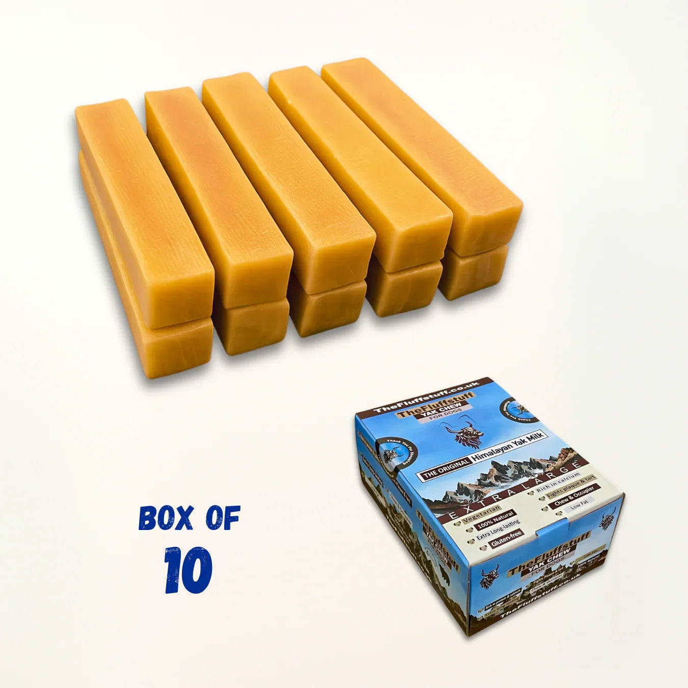 Yak Milk Dog Chews - XL Pack of 10 - The FluffStuff Yak Chews
