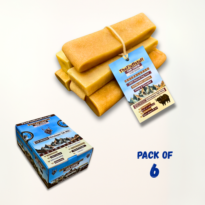 FluffStuff Yak Milk Dog Chew - XL - Pack of 6 - All Natural - Himalayan Yak Milk Made