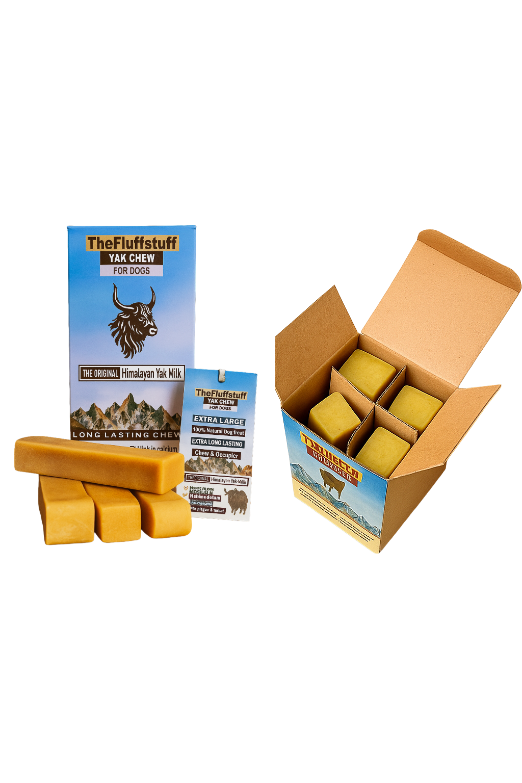 FluffStuff Yak Milk Dog Chews - XL - Pack of 4 - All Natural - Himalayan Yak Milk Made