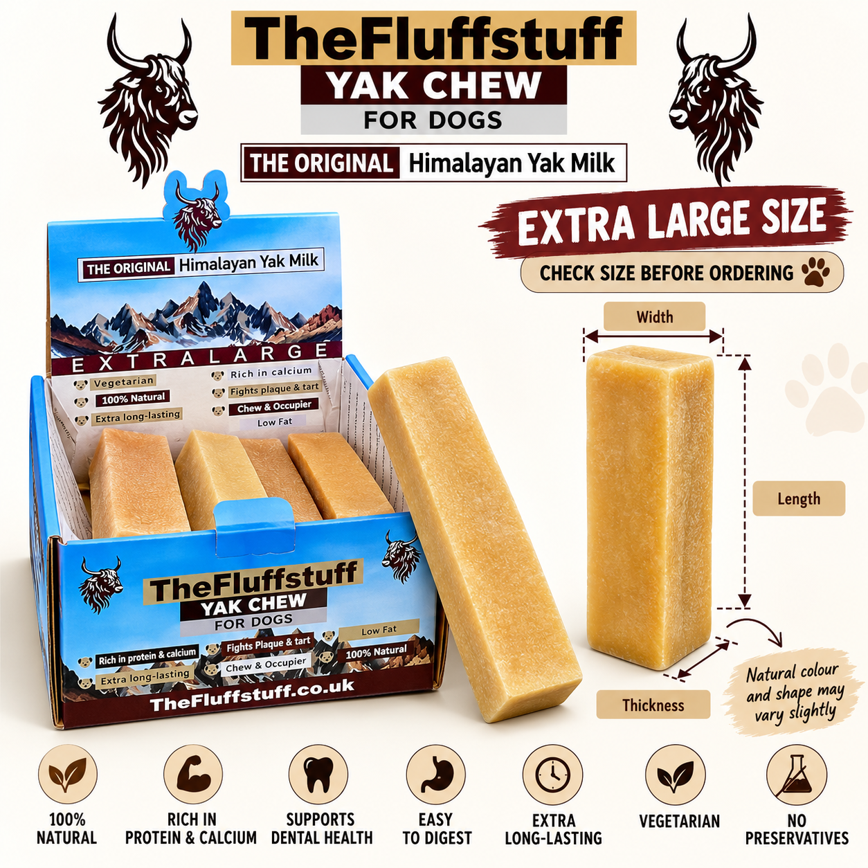 Yak Milk Dog Chews - XL Pack of 10 - The FluffStuff Yak Chews