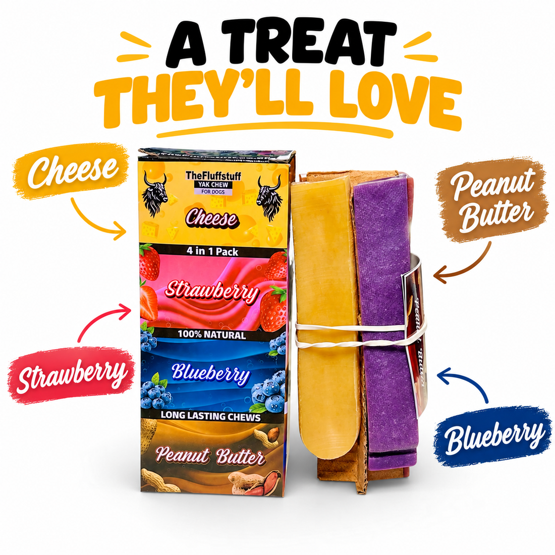 Medium Himalayan Yak Milk Dog Chews – 4 Assorted Flavours in one Pack, 280g Multi-Pack